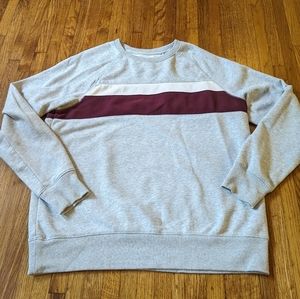 Goodfellow & Co Mens L Soft Fleece  Sweatshirt:  Lt Gray & Burgundy Stripe